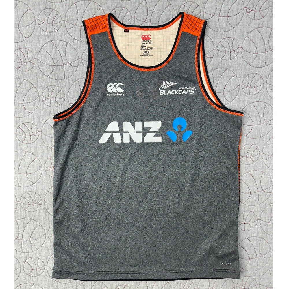 Canterbury Tank Top New Zealand Blackcaps ANZ VapoDri Training Singlet / Mens XL